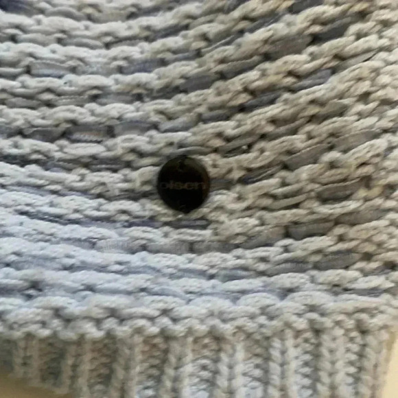 Olsen two-tone blue knit cardigan, medium weight, cotton & polyester - Picture 5 of 11